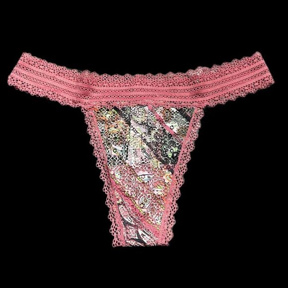 Victoria’s Secret Lace Thong Panty Dusty pink / multicolor Medium - Picture 1 of 4